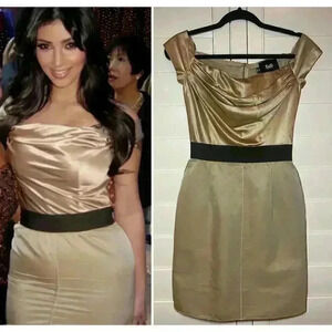 Dolce & Gabbana Off Shoulder Mini Dress 40 4 Small Silk Wool Cocktail Kardashian